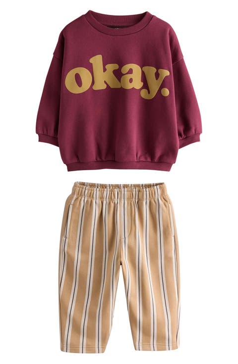 Kids' Slogan Sweatshirt & Pants Set