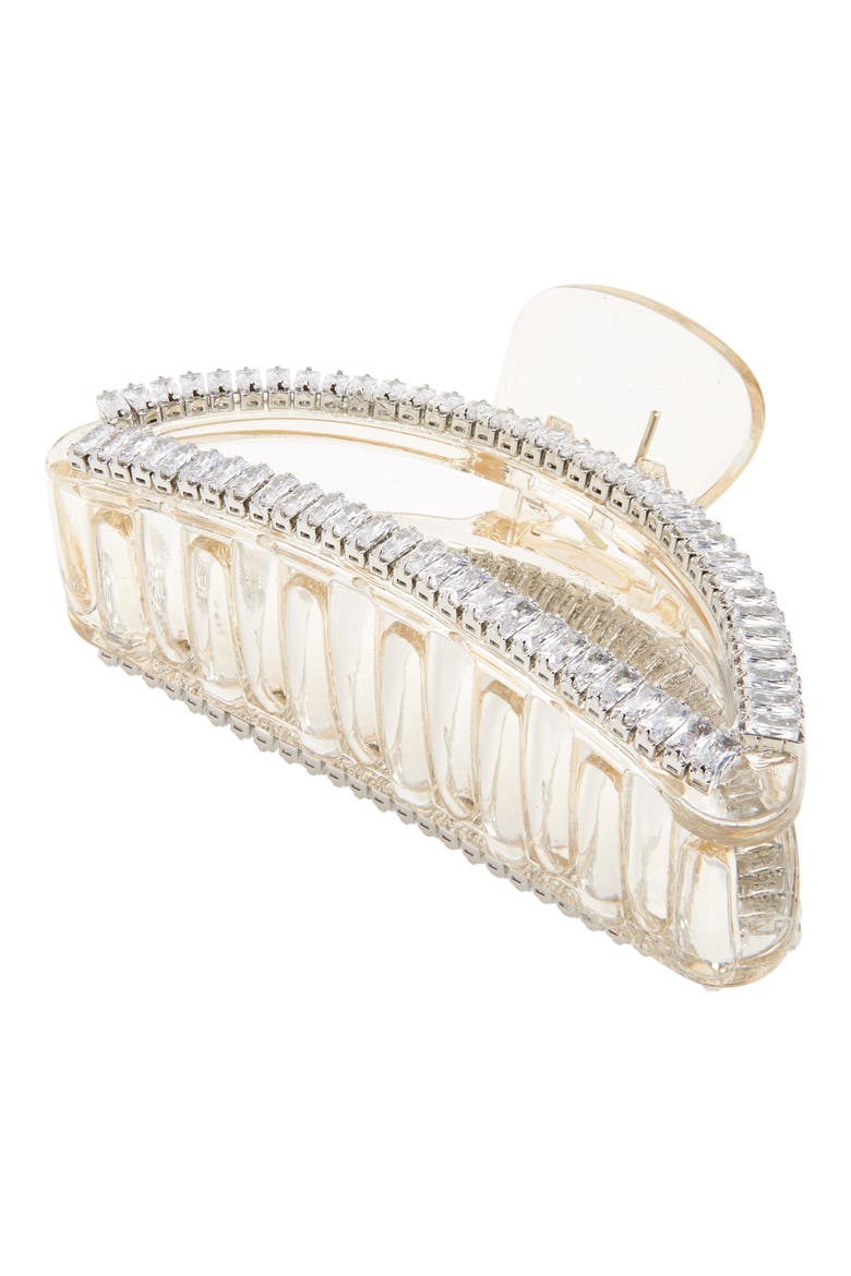 Cubic Zirconia Claw Clip, Main, color, SILVER