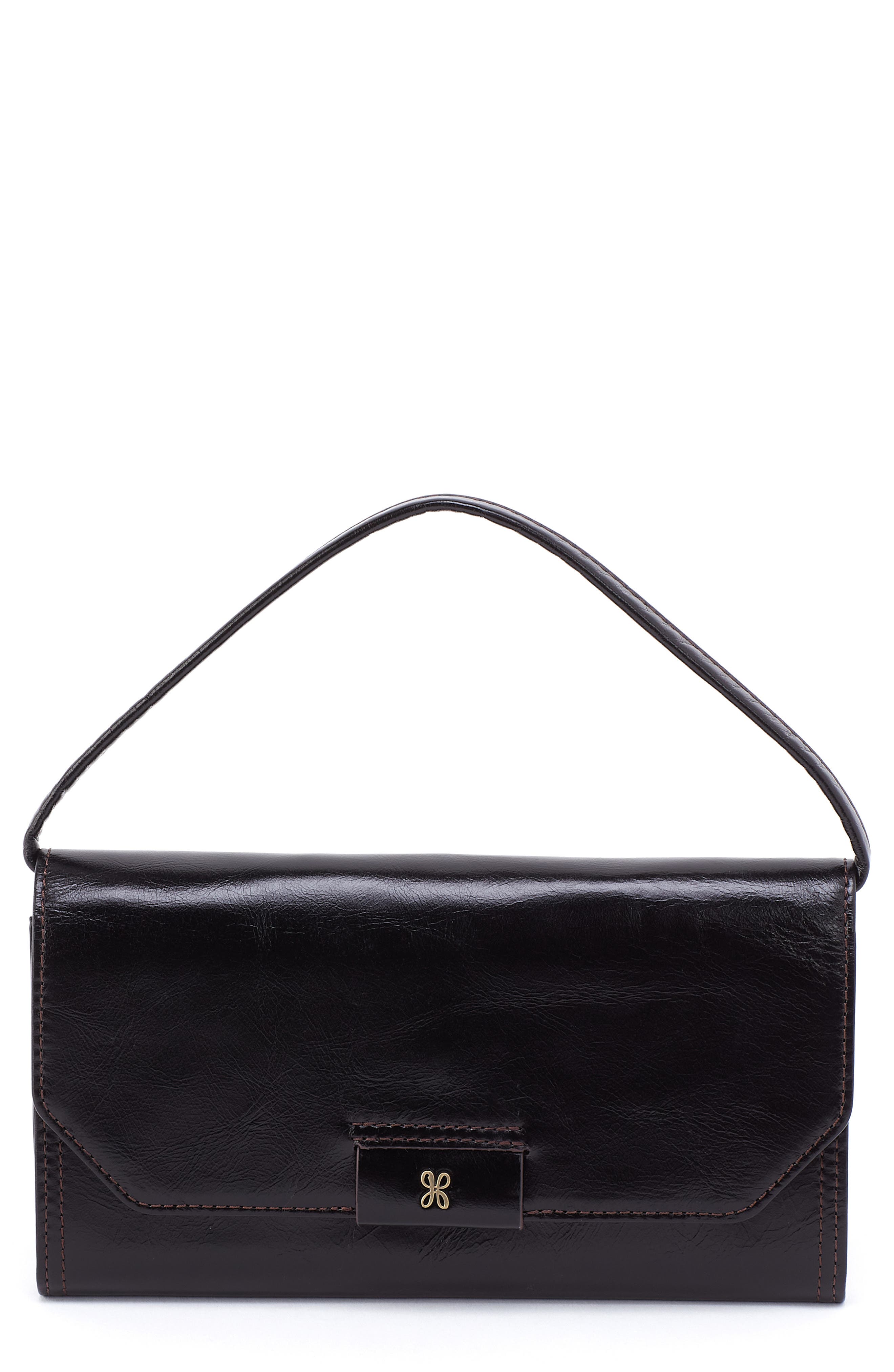 HOBO Romy Leather Wallet Crossbody, Main, color, Black