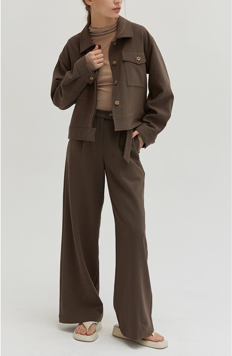 CRESCENT Gabardine Belted Wide Leg Trousers, Alternate, color,