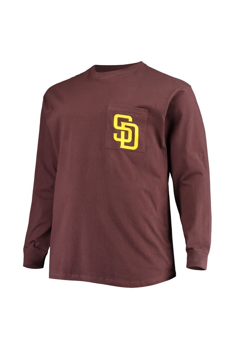 Men's Fanatics Branded Brown San Diego Padres Big & Tall Solid Back Hit Long Sleeve T-Shirt, Alternate, color, Brown