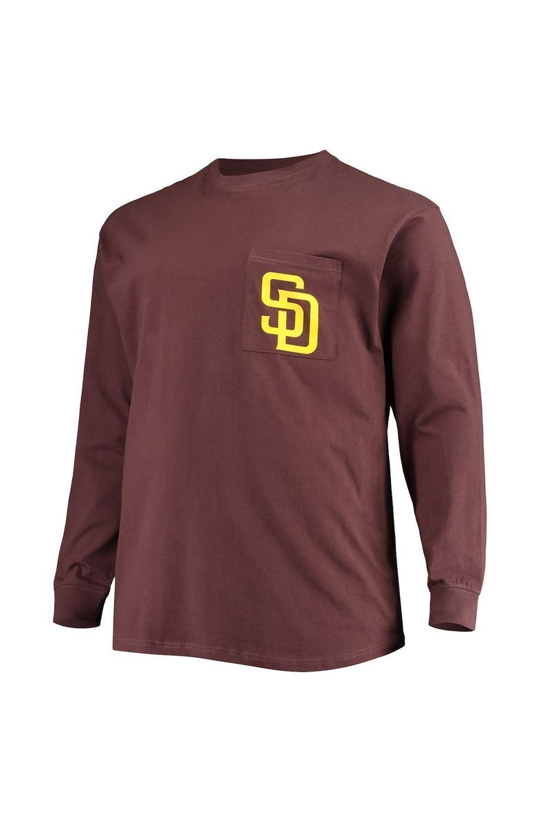 FANATICS Men's Fanatics Branded Brown San Diego Padres Big & Tall Solid Back Hit Long Sleeve T-Shirt, Alternate, color, Brown