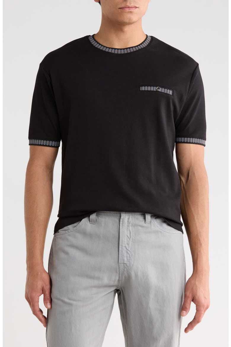 Geometric Tipped Knit T-Shirt, Main, color, BLACK
