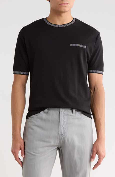 DENIM AND FLOWER Geometric Tipped Knit T-Shirt