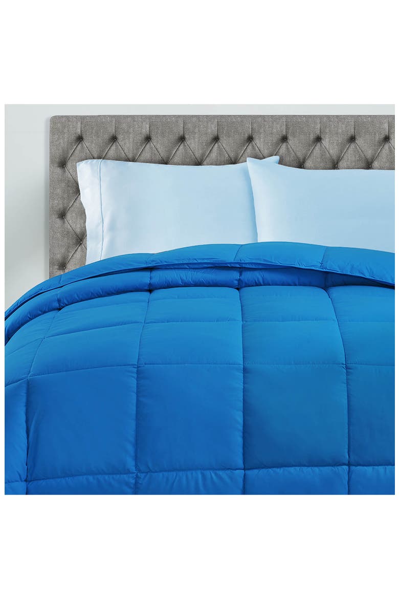 Classic All-Season Reversible Down Alternative Comforter, Alternate, color, ASTER BLUE