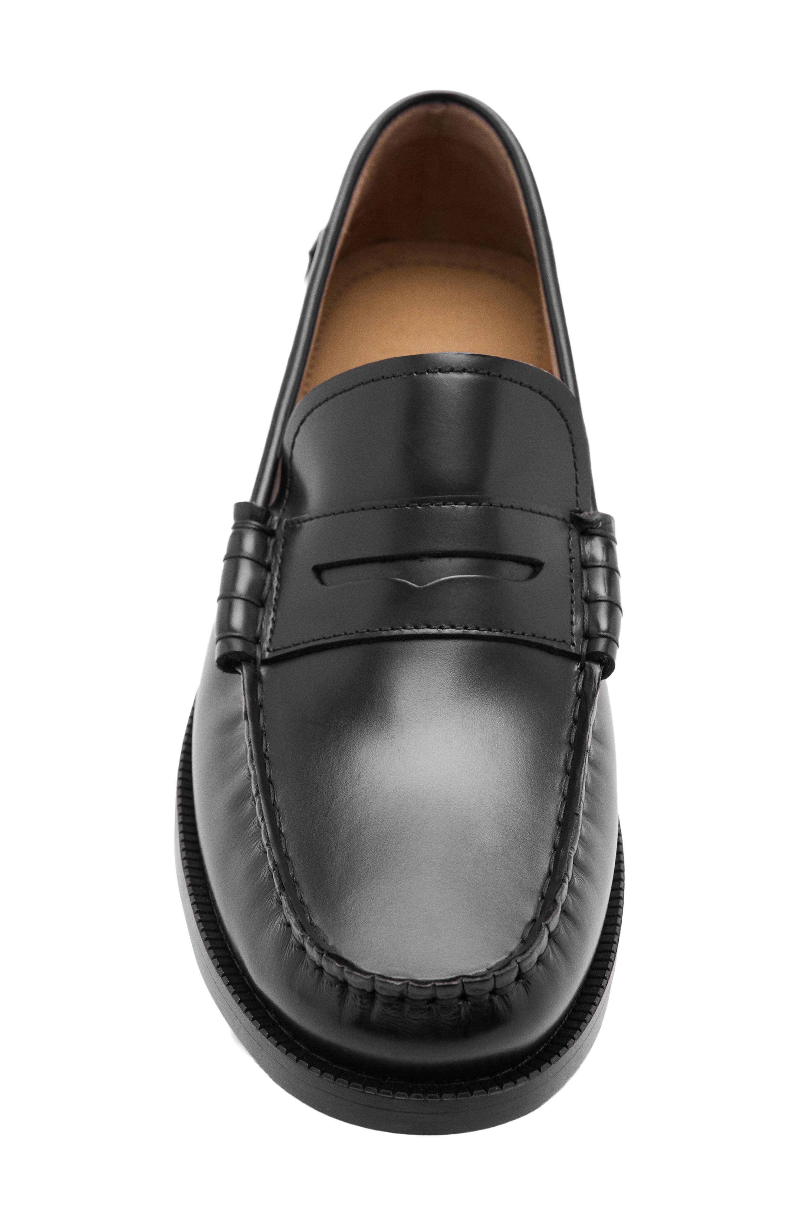 Leather Penny Loafer, Alternate, color, BLACK
