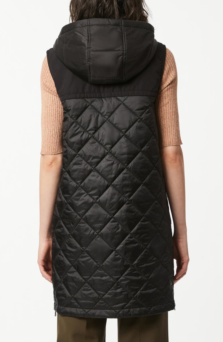 Bernardo Recycled Nylon Quilted Long Vest with Hood, Alternate, color,