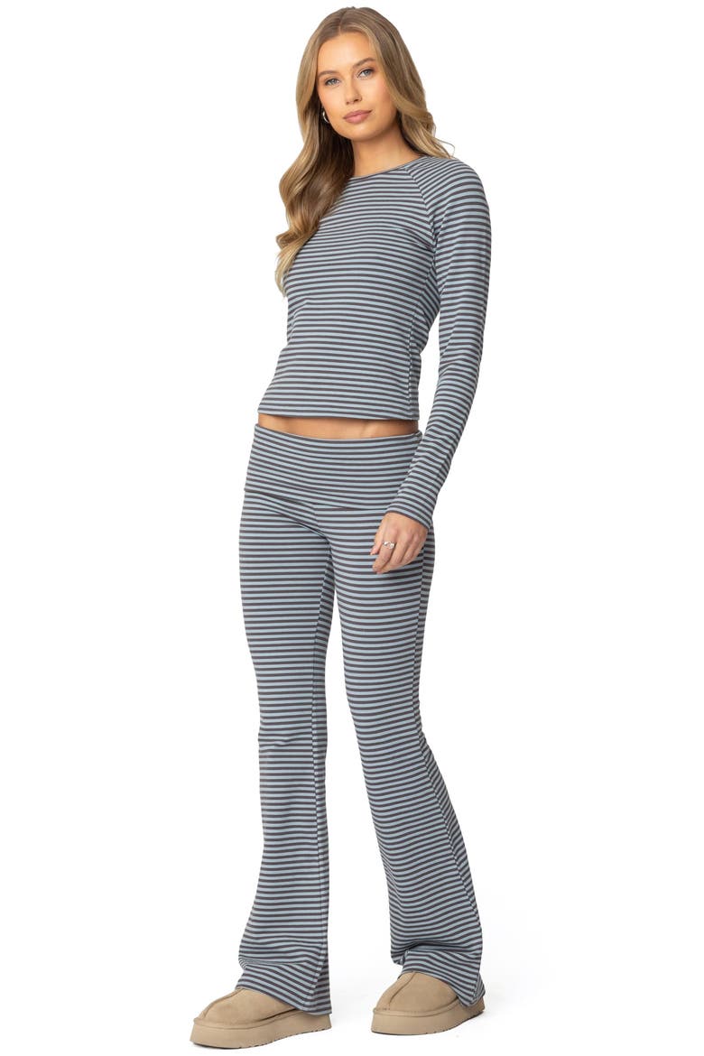 Kaeli Stripe Flare Pants, Alternate, color, NAVY