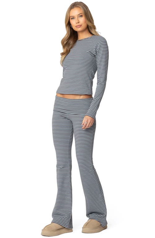 Shop Edikted Kaeli Stripe Flare Pants In Navy