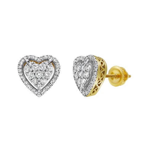 Heartland Bling 14K Yellow Gold Diamond Stud Earrings - 0.62ct.