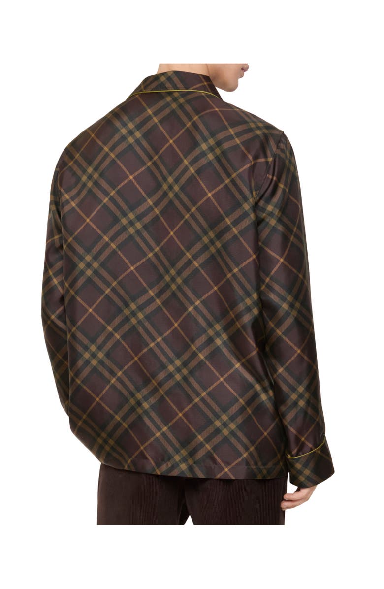 Burberry Check Silk Pyjama Shirt, Alternate, color, Truffle Brown
