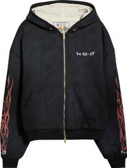 Nothing Grows Overnight Flame Logo Zip Front Hoodie