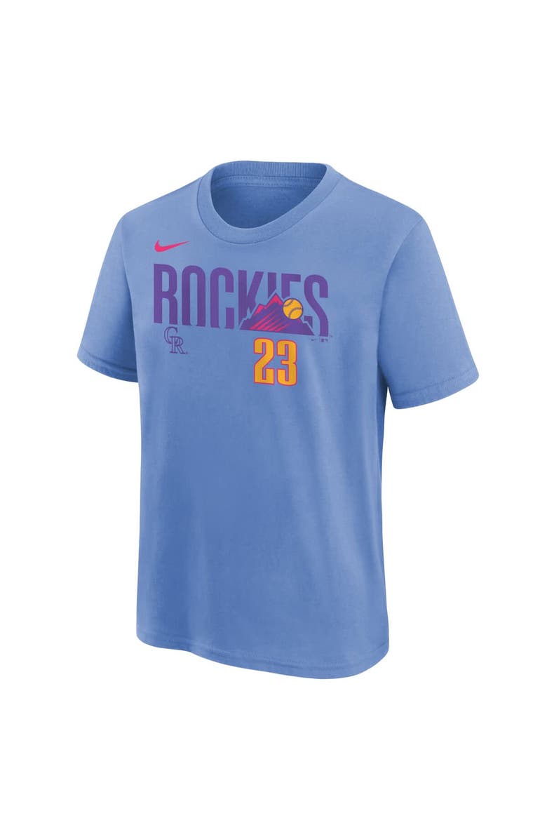 Nike Youth Nike Kris Bryant Light Blue Colorado Rockies Fuse City Connect Name & Number T-Shirt, Alternate, color, Light Blue