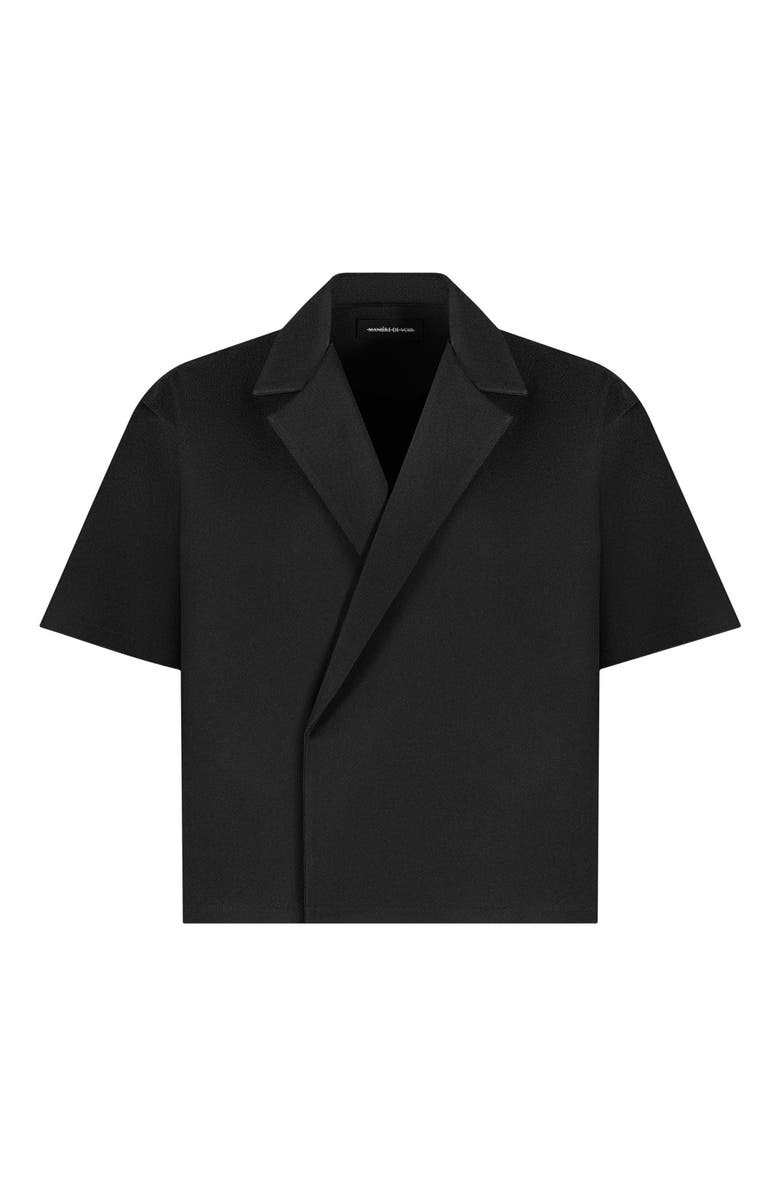 Manière De Voir Abel Boxy Twill Double Breasted Shirt, Alternate, color, Black