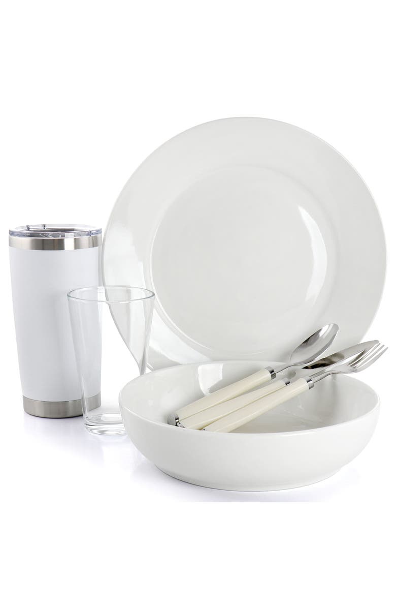Gibson Home Nobella 14 Piece Fine Ceramic Dinnerware Set, Alternate, color, White