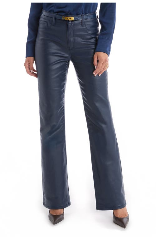 The Noli Shop Aria Coated Flare Jean Petite In Blue