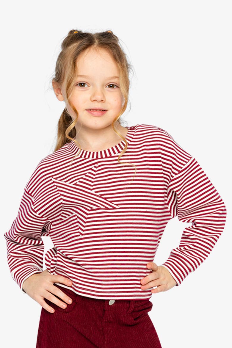 Soft Jersey Star Appliqué Long Sleeve Top, Alternate, color, Red and White Stripes