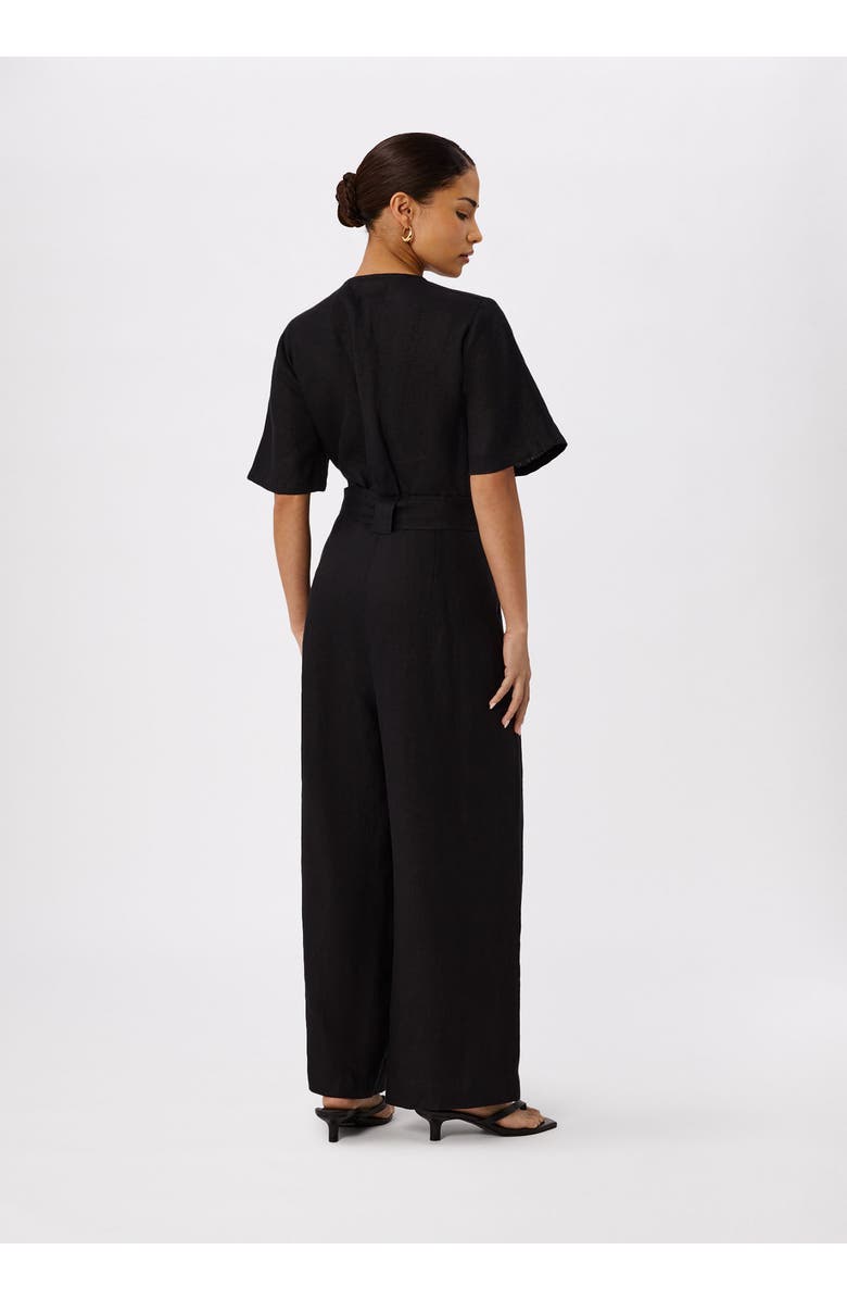 Whistles Fiona Linen Button Jumpsuit, Alternate, color, Black