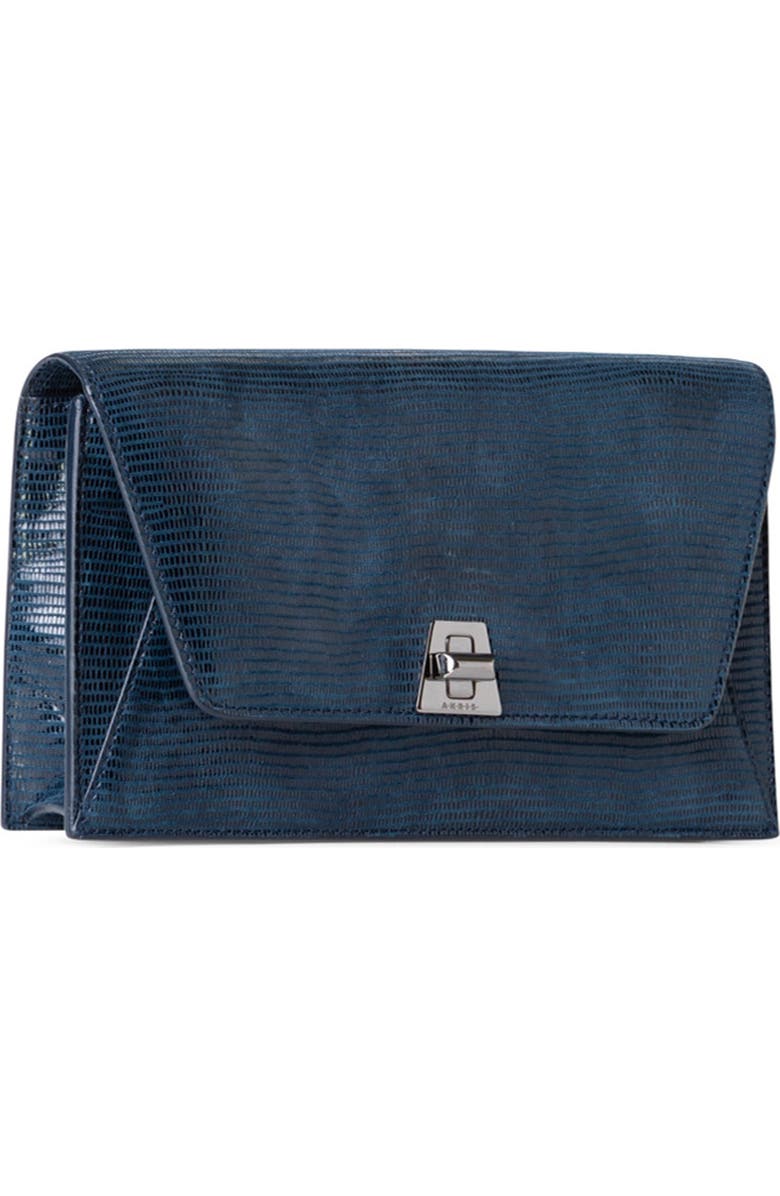 Akris Anouk Lizard Embossed Suede Crossbody Bag, Alternate, color, 778 Admiral Blue