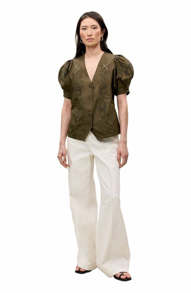 Rebecca Taylor Raquel Twill Shirt, Main, color, Olive