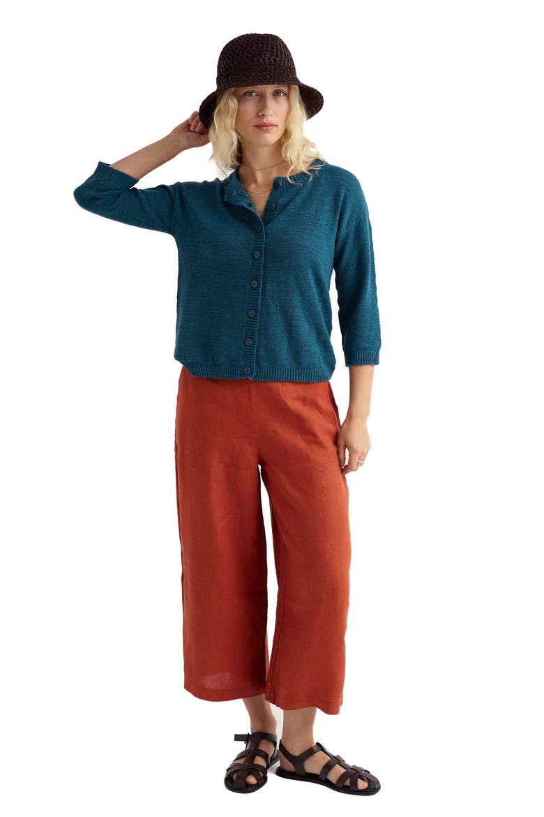 Pentire Steps Organic Cotton & Linen Cardigan, Alternate, color, KNIT MELANGE OCEAN DRIFT