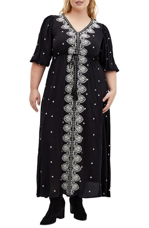 Anaya Embroidered Maxi Dress (Plus)