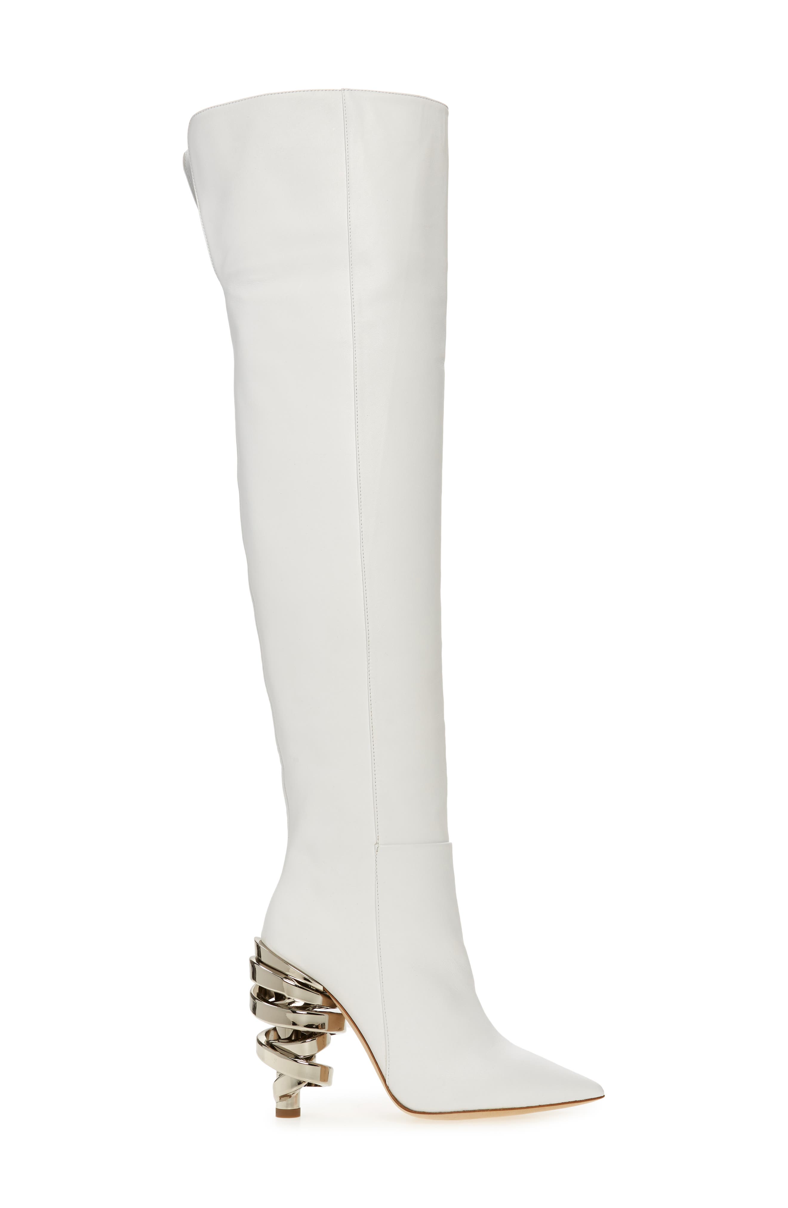 Zerina Pointed Toe Over the Knee Boot, Alternate, color, WHITE