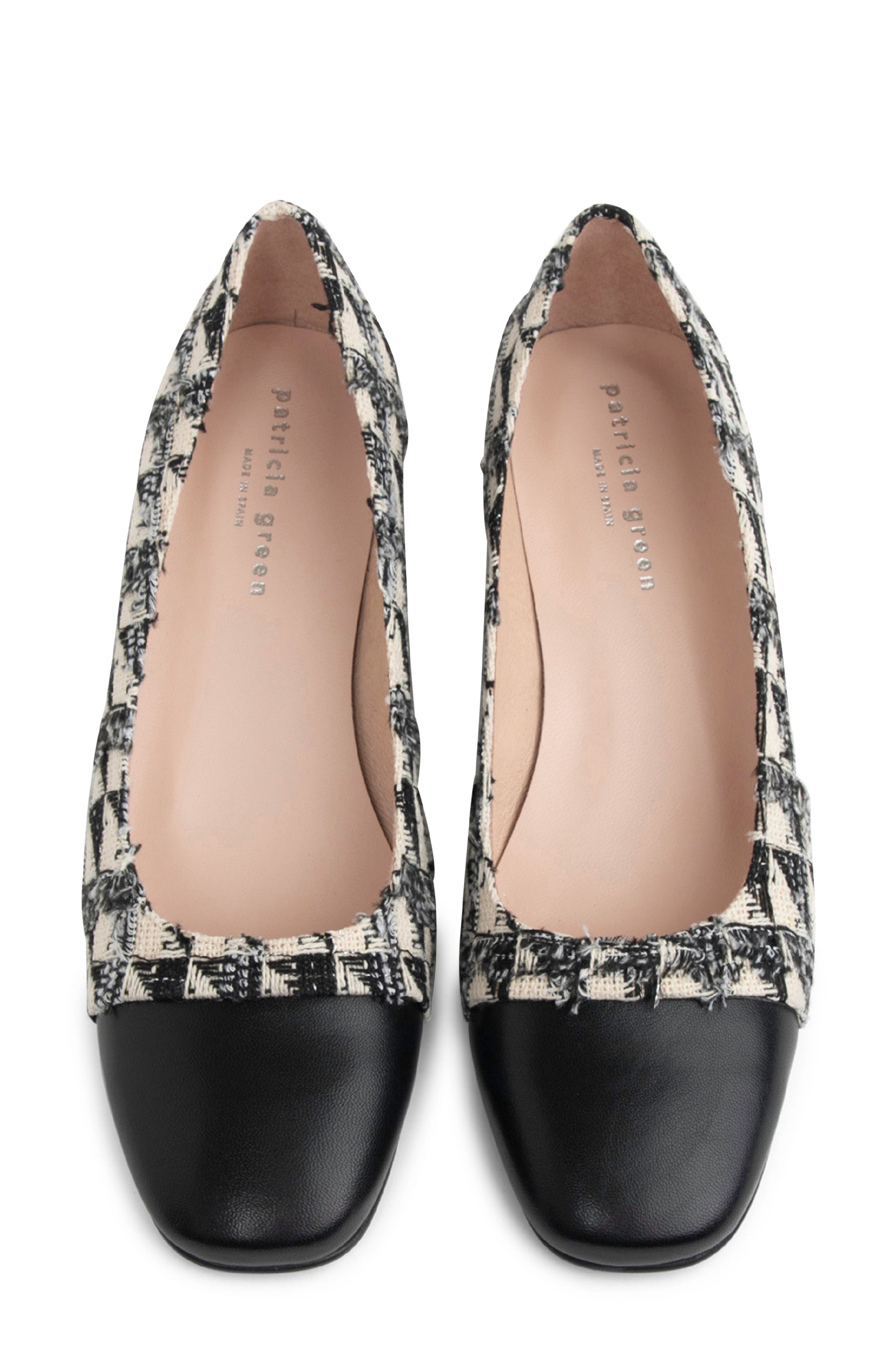 patricia green Preston Tweed Cap Toe Pump, Alternate, color, Black/ Cream Tweed