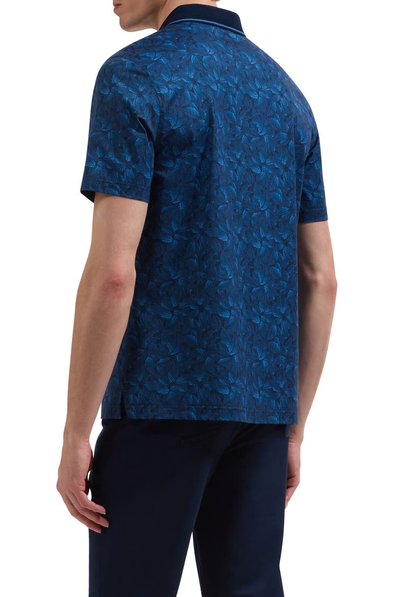 Vidal OoohCotton® Leaf Print Polo, Alternate, color, NAVY