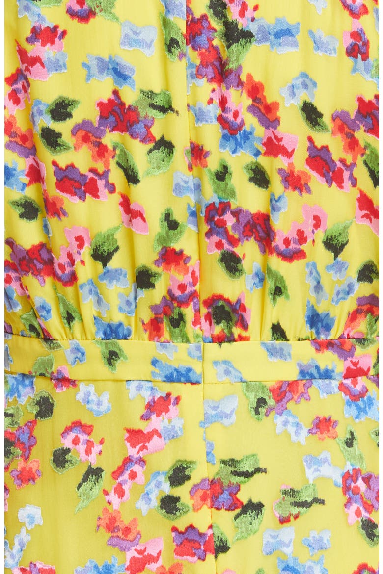Rita Floral Print Shark Bite Hem Midi Dress, Alternate, color, YELLOW GARDENIA