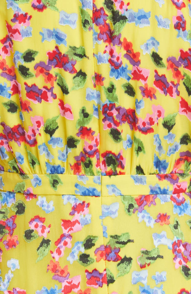 SALONI Rita Floral Print Shark Bite Hem Midi Dress, Alternate, color, 