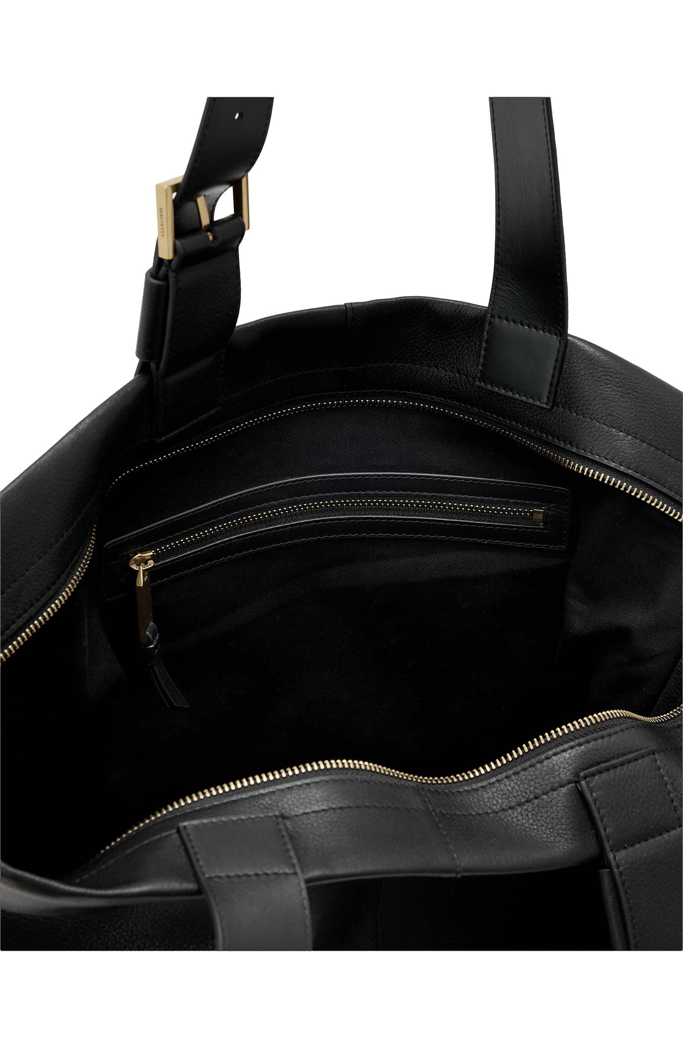 Alba Leather Zip Tote, Alternate, color, BLACK