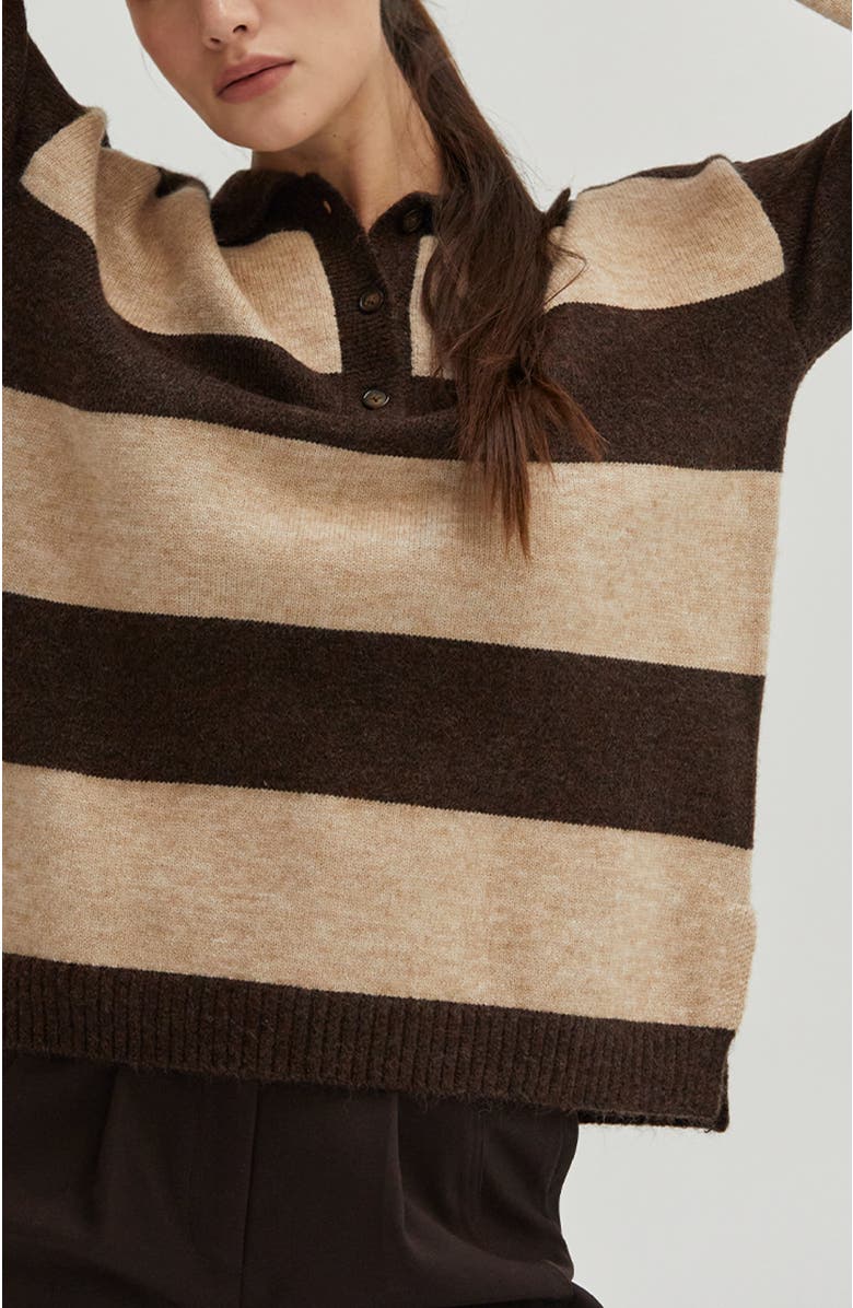CRESCENT Stripe Polo Sweater, Alternate, color, 