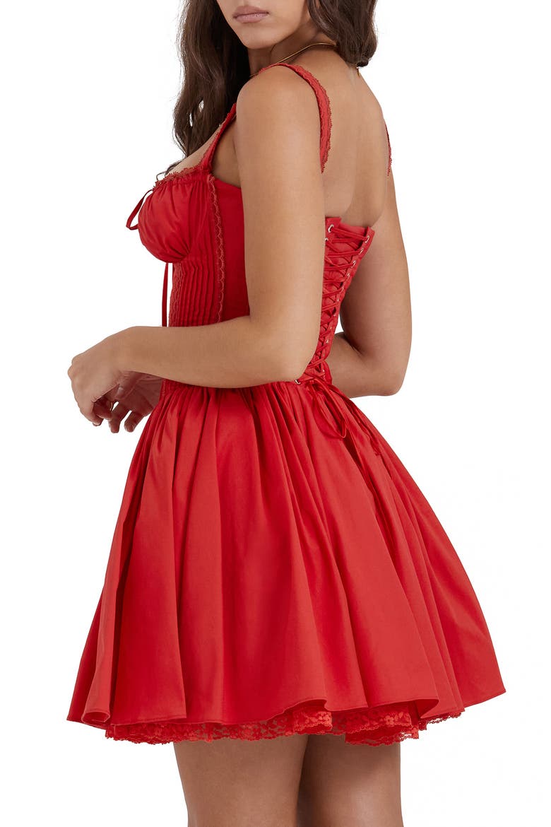 Pintuck Lace Trim Babydoll Dress, Alternate, color, CHERRY
