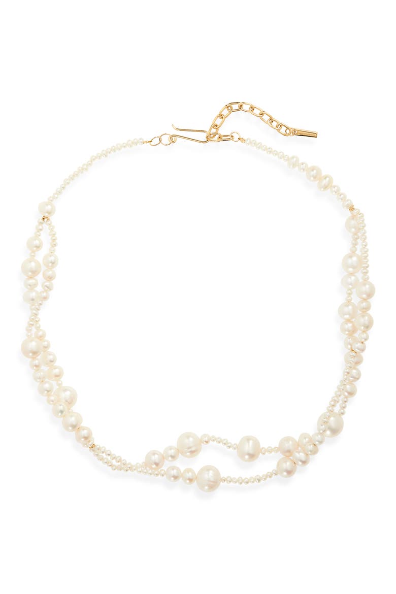 Layered Freshwater Pearl Necklace, Main, color, 18CT GOLD PLATED
