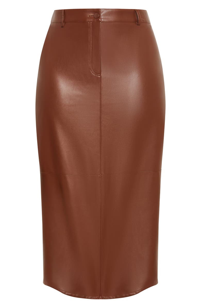City Chic Aylani Faux Leather Midi Pencil Skirt, Alternate, color, Neutral