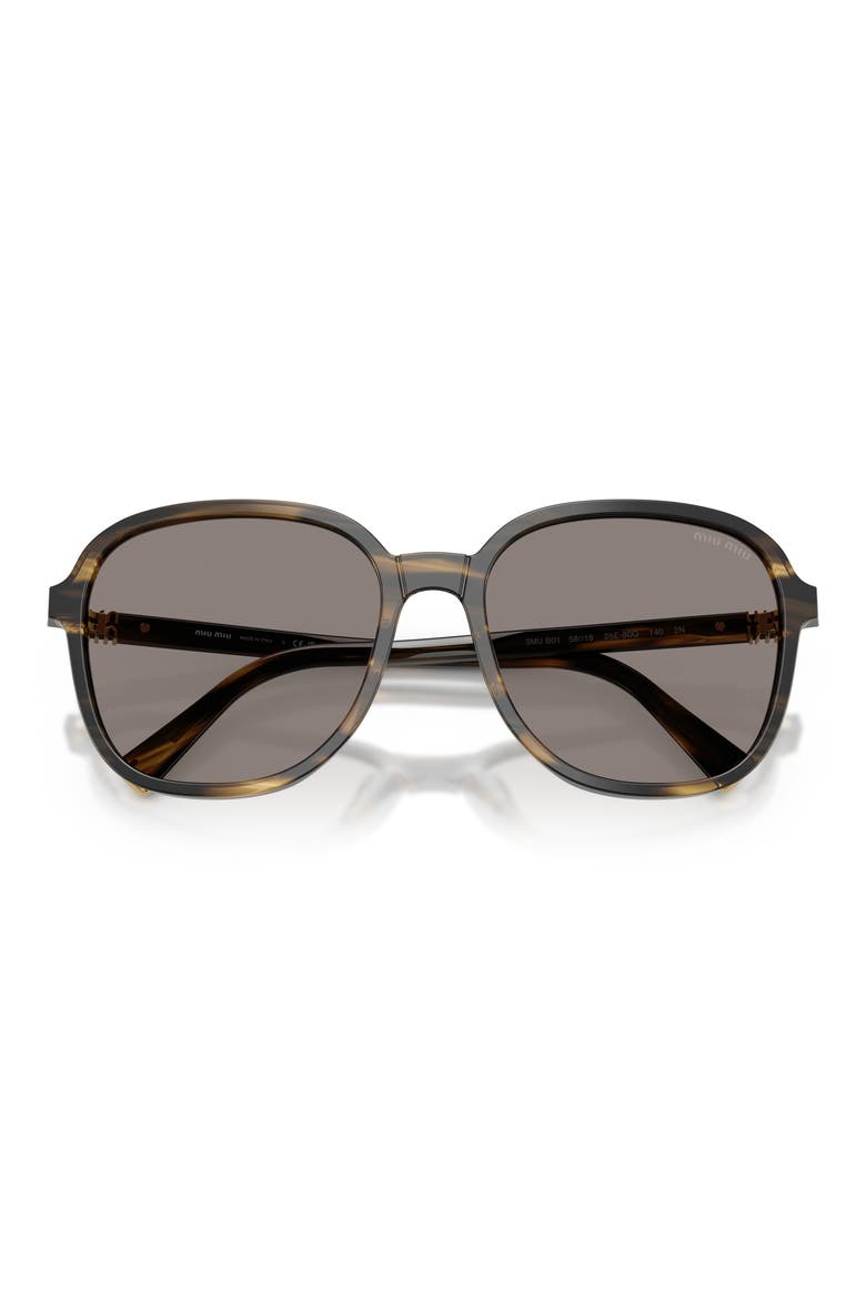 58mm Pillow Sunglasses, Alternate, color, STRIPED LODEN / DARK GREY