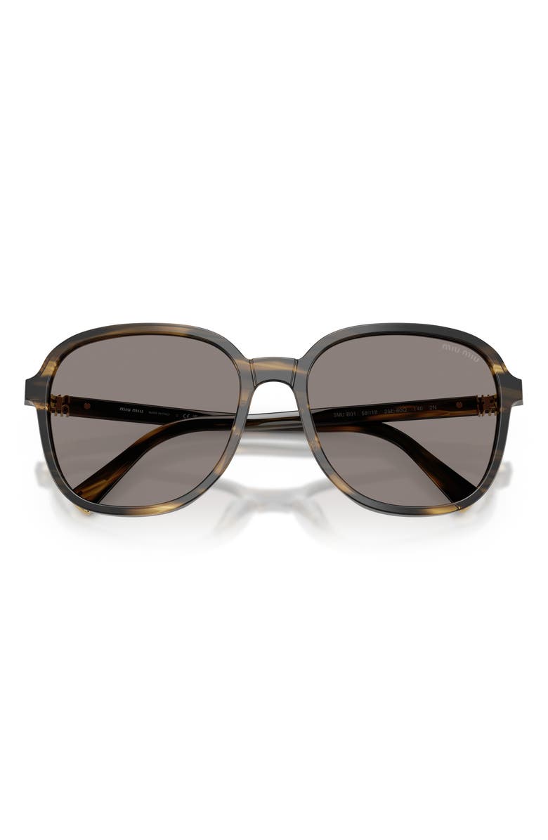 Miu Miu 58mm Pillow Sunglasses, Alternate, color, Striped Loden / Dark Grey