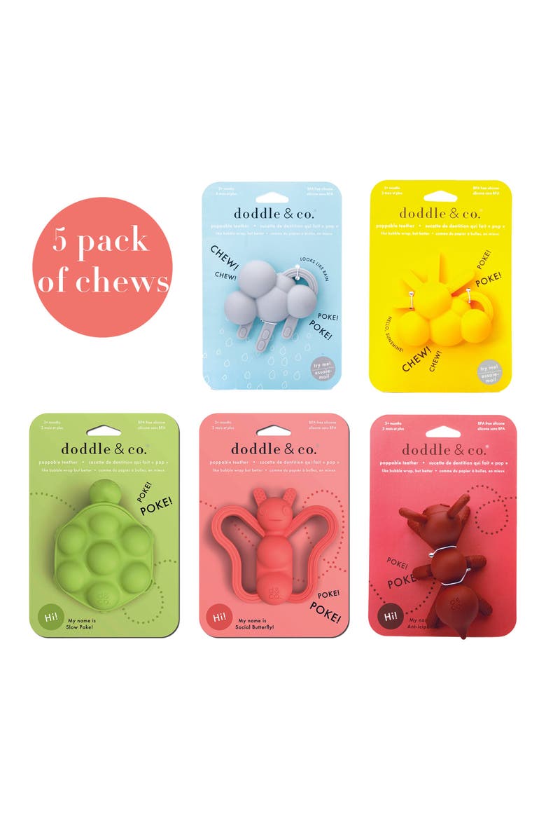 Rain & Shine Critter 6-Pack Teether Toys, Main, color, MULTI