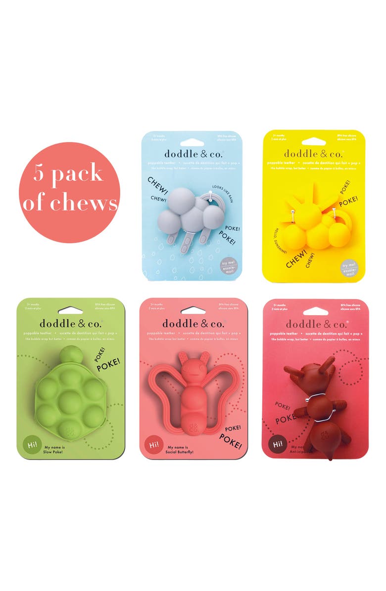 Doddle & Co. Rain & Shine Critter 6-Pack Teether Toys, Main, color, Multi