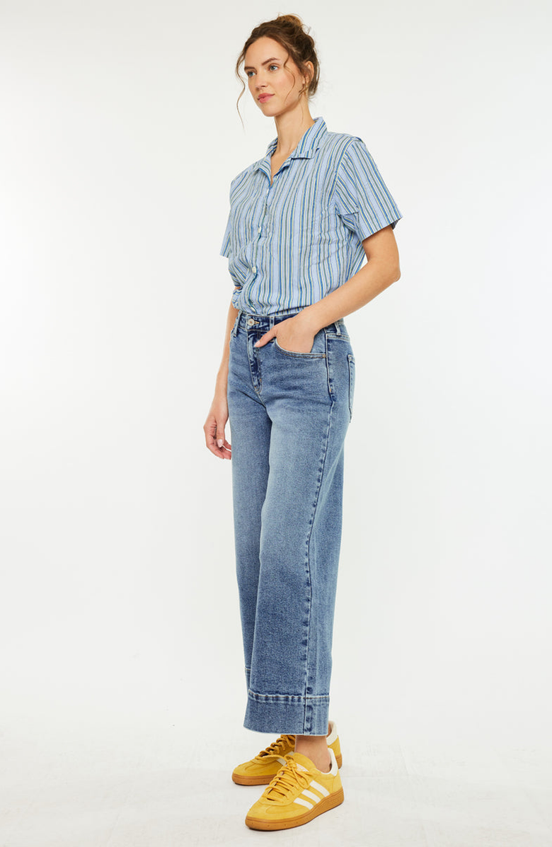 KanCan Nessa High Rise Crop Wide Leg Jeans, Alternate, color, Dark Wash