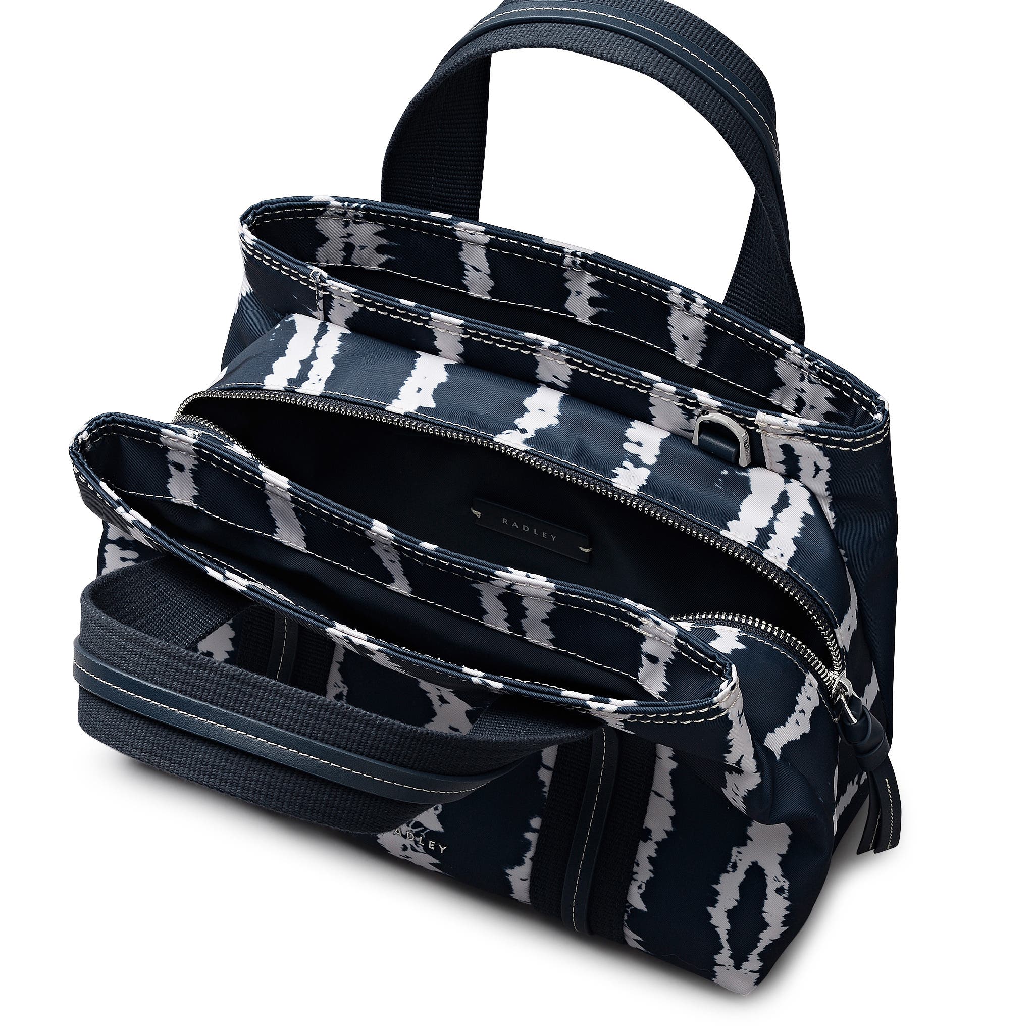 Radley Halley Row - Tie Dye Stripe Medium Ziptop Satchel Bag, Alternate, color, Naval