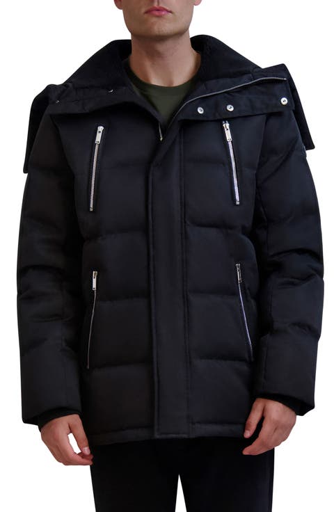 Faux Fur Lined Down & Feather Fill Quilted Jacket