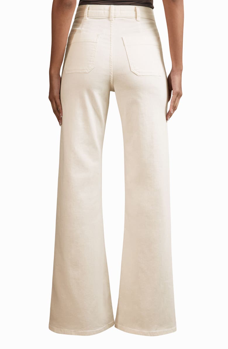 Reiss Sakura Pintuck Patch Pocket Wide Leg Jeans, Alternate, color, Ecru