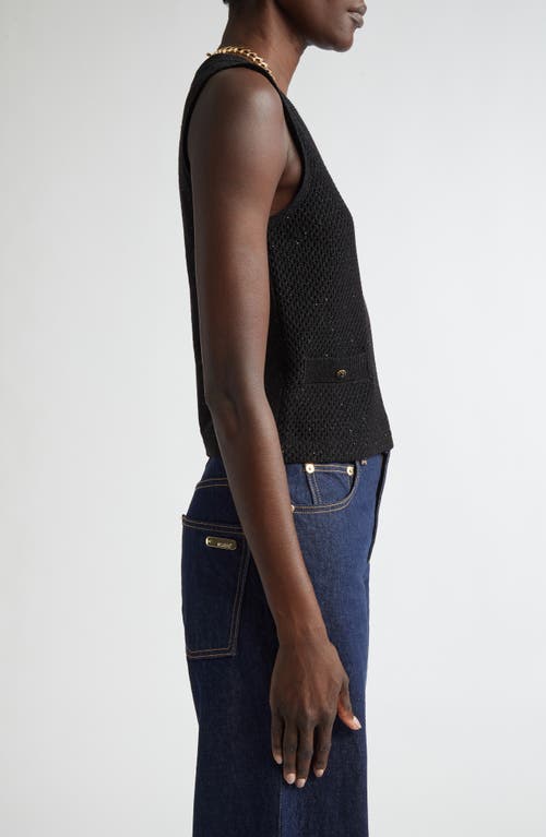 St John St. John Collection Micro Sequin Sweater Tank In Black