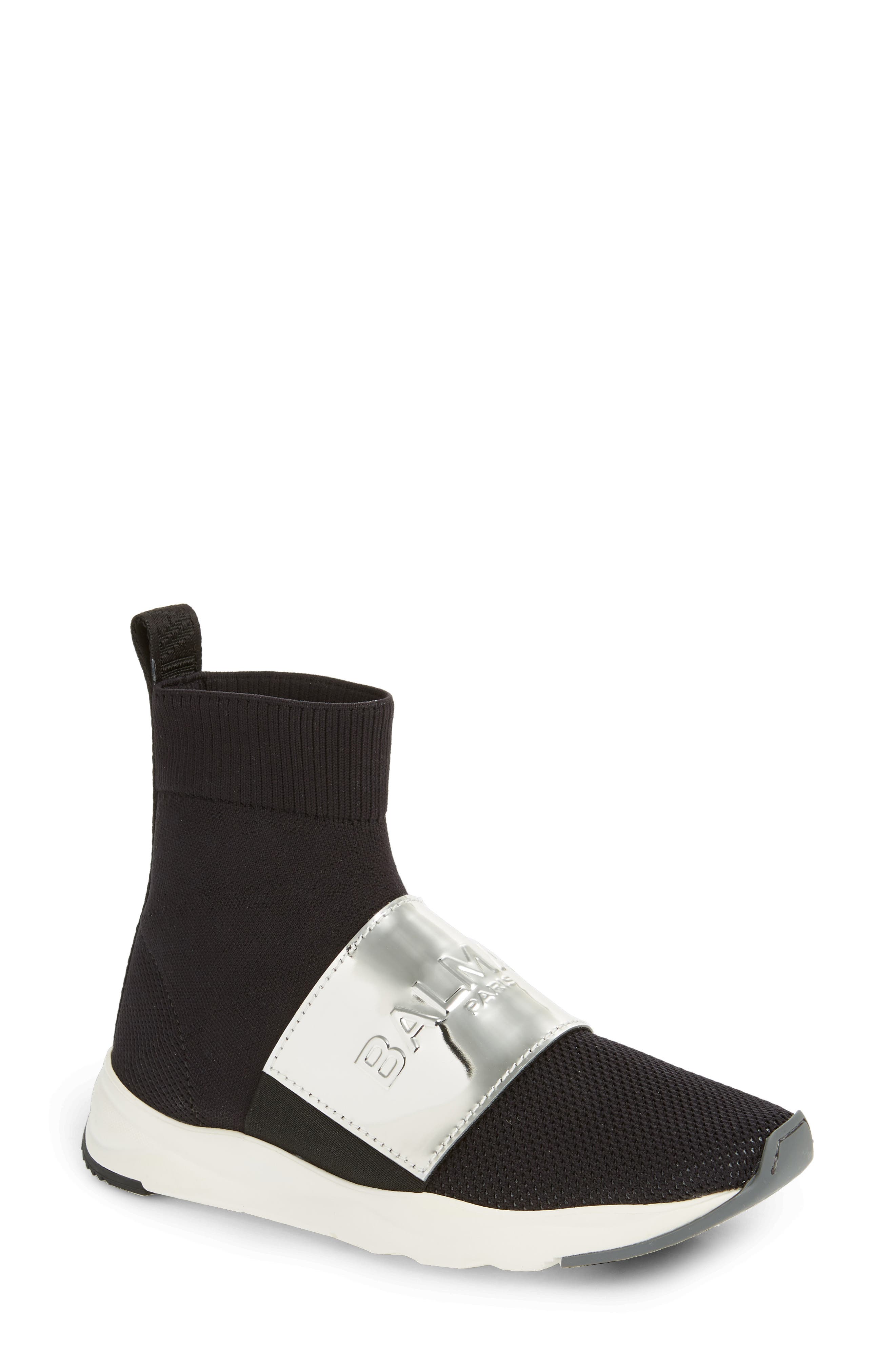 Balmain Cameron Knit Sneaker Boot, Main, color, 