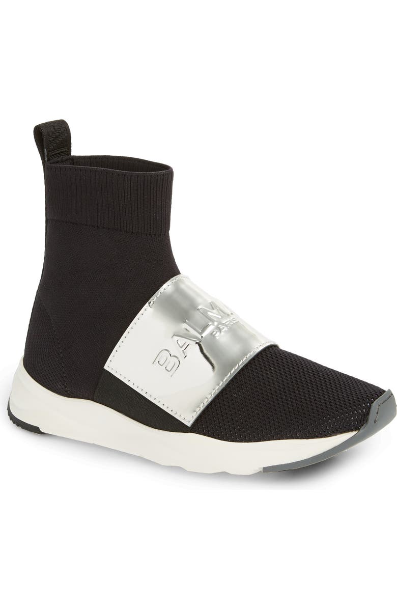Balmain Cameron Knit Sneaker Boot, Main, color,