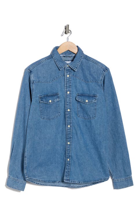 Long Sleeve Snap Front Denim Shirt