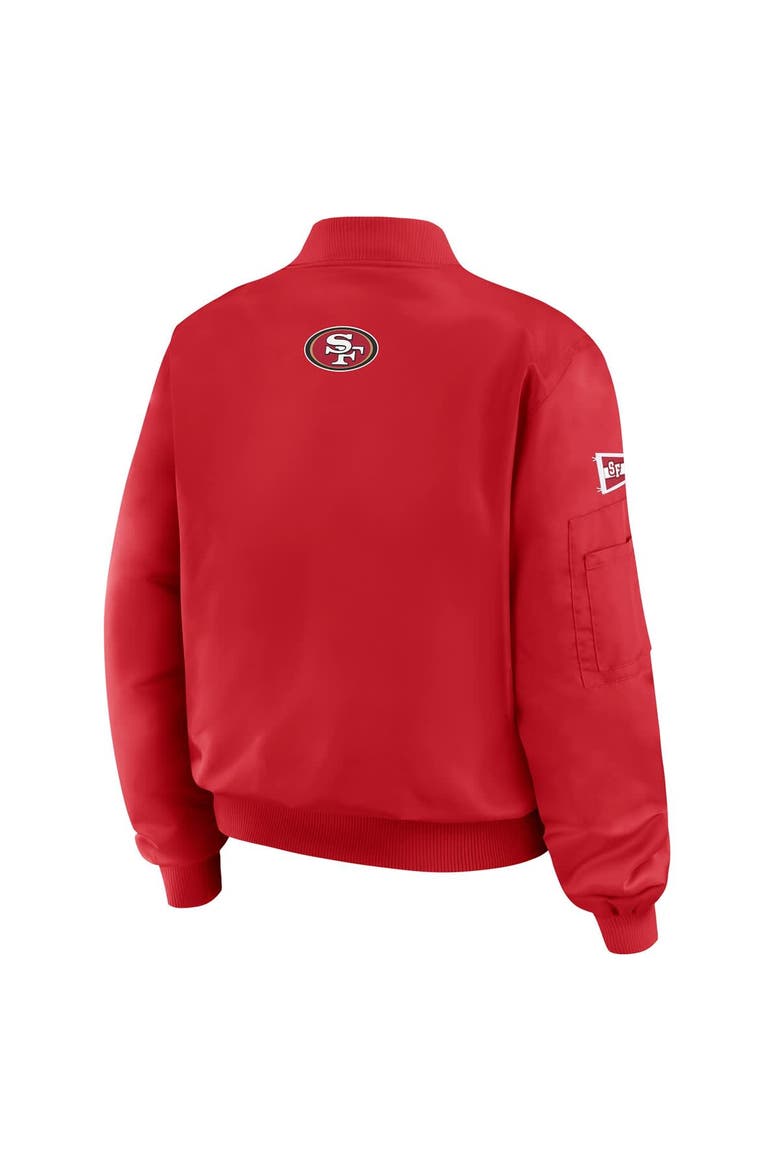 Women's WEAR by Erin Andrews Scarlet San Francisco 49ers Patch Full-Zip Bomber Jacket, Alternate, color, Scarlet