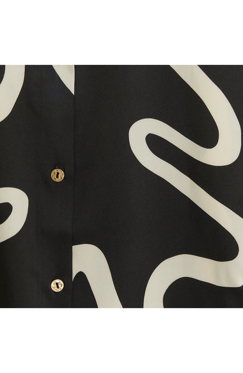 River Island Oversize Abstract Print Satin Button-Up Shirt, Alternate, color, 